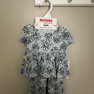 Huggies Babywear Blue Floral Kids Matching Set